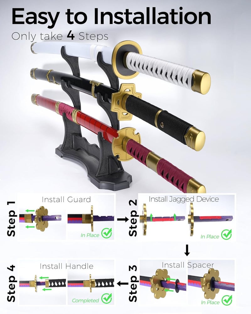 Cold Blade Katana Sword - 41 inches Katana Replica with Holster Belt and Display Stand - Sword with Authentic Design - Image 2